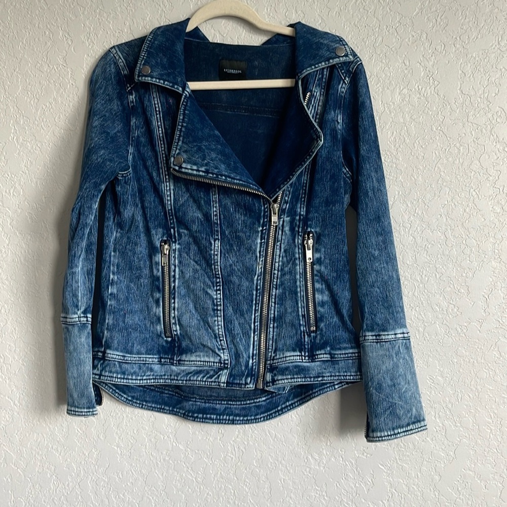 LIVERPOOL Women's Denim Stretch Moto Jacket Medium